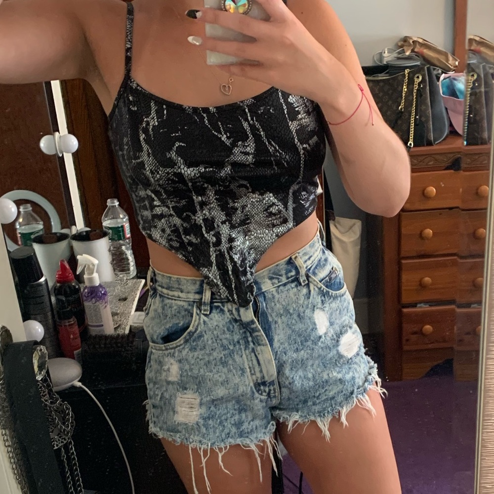 Snake skin cropped Faux Leather tank NEVER WORN
